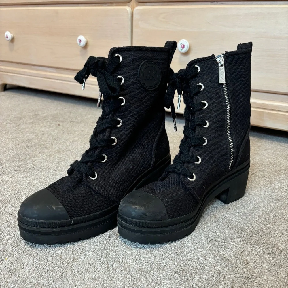 .MICHAEL Kors. Heeled Combat Boots - Picture 1 of 9